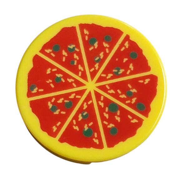 LEGO Pizza 2x2 Round Tile Yellow Red 4150p02 Replacement Parts Pieces Food‎ - Picture 1 of 2